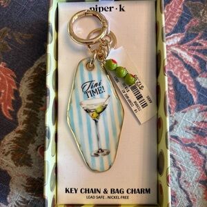 Piper K Martini Time Key Chain & Bag Charm - Gold